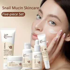 Value Pack 5-Piece Daily Skincare Set, Snail Mucin Essence Hydrating Moisturizing Serum & Turmeric Facial Set Vitamin C Brightening Cosmetic Set Face Care Kit, Essential Beauty Routine