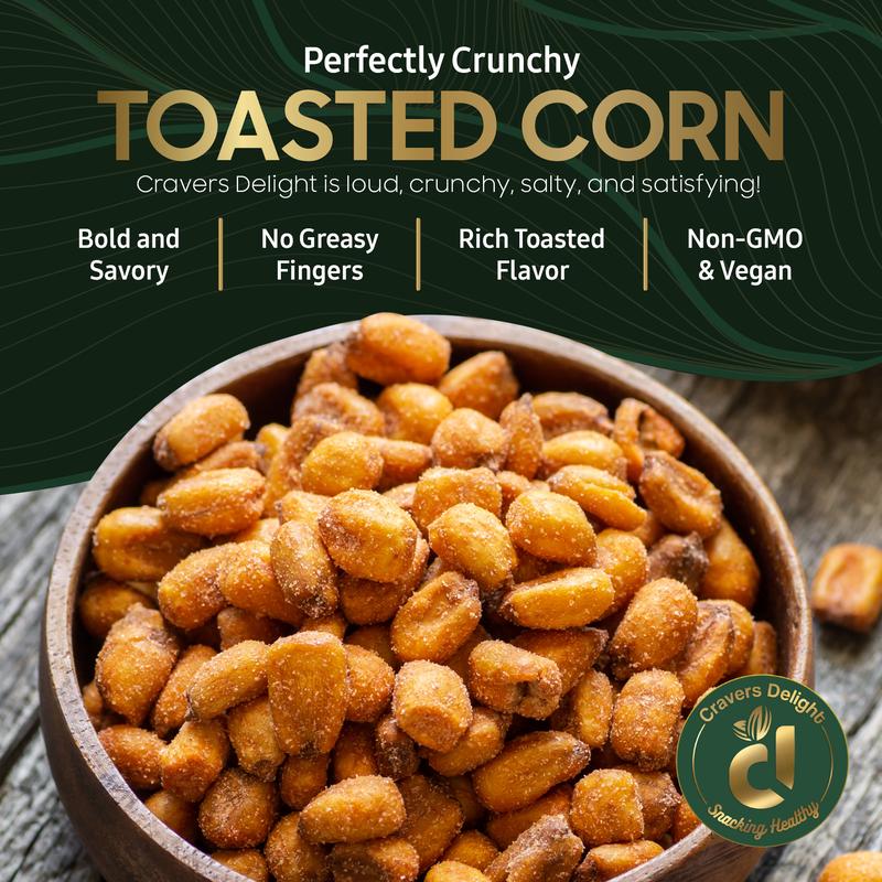 Cravers Delight Crunchy Corn Snack – 16 oz Roasted Salted Dried Corn Kernels in Giftable Resealable Pouch – Healthier Alternative to Chips and Greasy Snacks for Kids & Adults – Non-GMO and Gluten Free