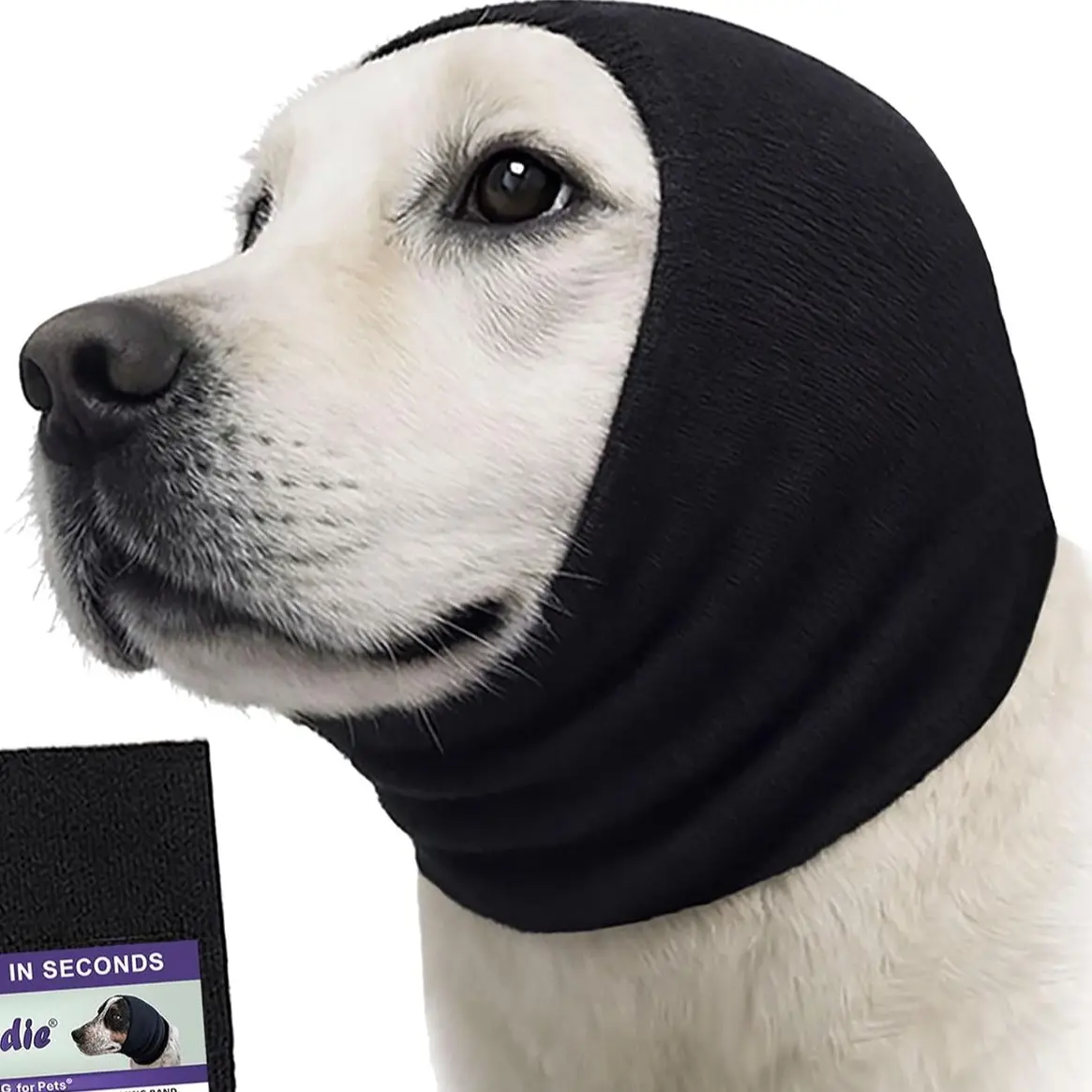 Original Dog & Cat Calming Band – Anxiety Relief & Noise Protection for Grooming, Thunder & Fireworks, Large, Black