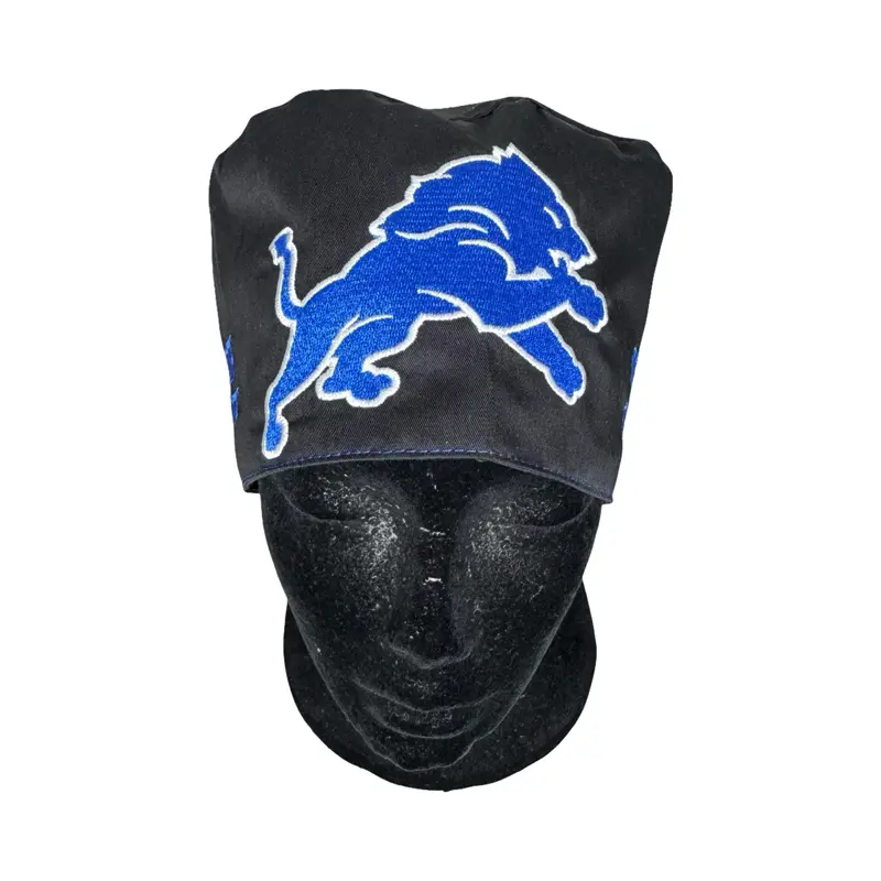 Lions Satin Lined Scrub Cap-  Embroidered Unisex Tieback Cap