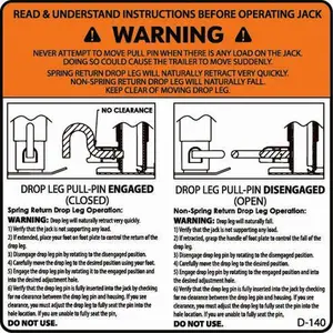 D-140 Warning: Jack (Read Before Operating)