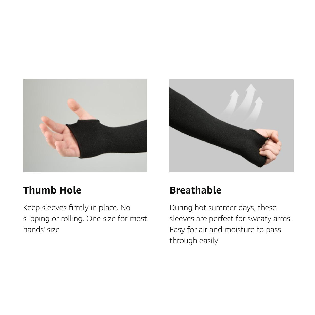 COOLJOB 3 Pairs 14/18in A4 Cut Resistant Sleeves with Thumb Hole, UV Sun Protection Arm Sleeves