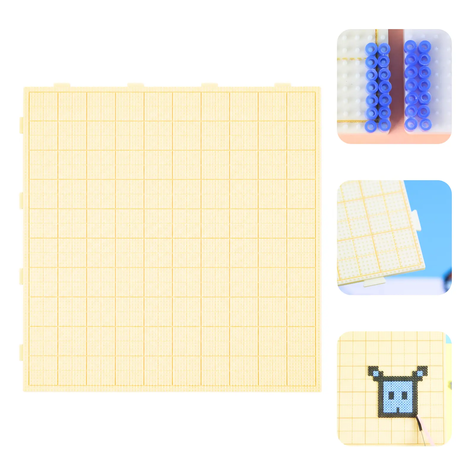 PixieCraft 1pc Mega Large Interlocking Fuse Bead Pegboard Pro - 104x104 Gridlined, 2.6mm Thick Laser-Engraved Lines, Bead Pegs, Sturdy System, Snug-Fit for Craft Enthusiasts' Large Scale DIY Art Projects, Durable & Precise, Easy to Expand Workspace