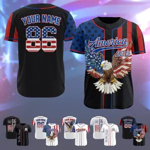 COLLECTION - Personalized Patriotic Jersey for Men Women Youth Kid, Custom American Flag Baseball Jersey For Fans, Red White and Blue Baseball Jersey