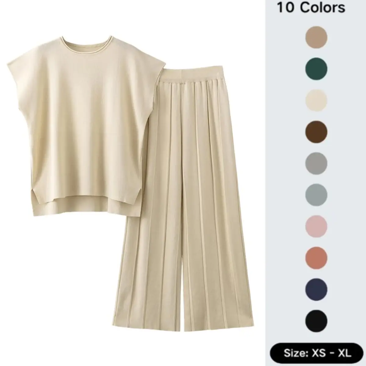 Yeokou Women's 2 Piece Outfits Sweater Set Knit Pullover Tops High Waisted Pants Lounge Set Sweatsuits