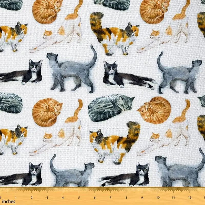 Feelyou Waterproof Animal Pattern Kittens Print Upholstery Fabric by the Yd - 36" x 58", Tight Weave, Easy to Clean, Multi-Size, DIY-Friendly for Indoor, Outdoor Furniture Sets