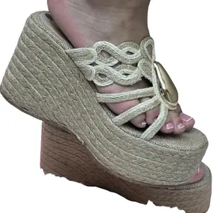Beta Women's Sandalia de Plataforma High Heel Fashionable & Elegant with 10 cm Platform Height Textured Tejida Shoe