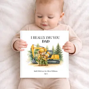 Personalized Construction Dad Book, Father’s Day Gift from Child, Custom Daddy Storybook, Blue Collar Dad Keepsake Gift