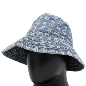 Pre-owned Louis Vuitton Cotton Small Leather Goods Monogram Denim Bucket Hat