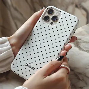 Custom Name Polka Dot Phone Case for iPhone 17 16e 16 15 14 13 12 11 MagSafe Samsung Galaxy S25 S24 S23 S22 Google Pixel 10  French gift