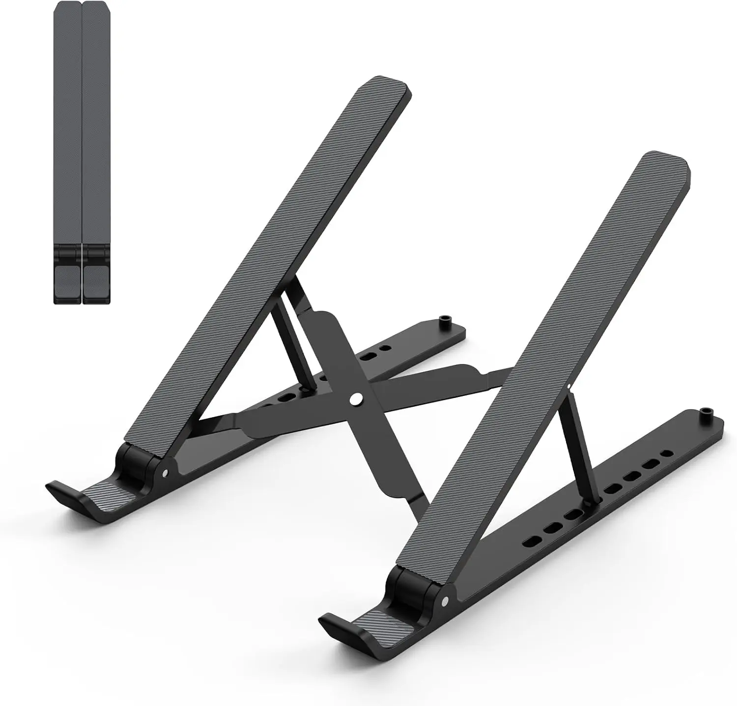 Laptop Stand for Desk, Adjustable Laptop Riser, Black | ABS+Silicone Foldable Portable Notebook Holder, Ventilated Cooling Notebook Mount Computer Stand for 10-15.6” Laptops,Tablets