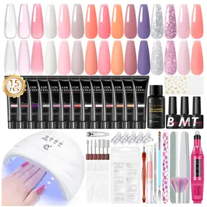 COCSELIA Poly Nail Gel Kit: Poly Gel with Nail Lamp Starter Set - Poly Nail Gel Kit with Other Basic Nail Set Kit Nail Art Tools for Beginners Professional  Nail Extension Kit