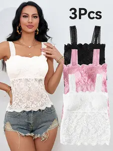 3PCS lace tank top lace cami lace camisole tops for women lace camisole camisole tops for women camisoles for women for under clothes camisole tops for women built in bra tank tops