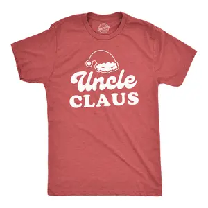 Mens Uncle Claus T Shirt Funny Family Christmas Dinner Holiday Party Novelty Tee Mens Funny T Shirts Cool Vintage Fashion T-Shirt Gift Classic Menswear Christmas Apparel for Men Novelty Tees for Guys Red -