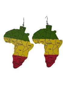 Africa Map Earrings - Lightweight Black Wood, 3 Inch Unisex Earrings with Nickel-Free Hooks, Bold Statement Piece Inspired by Culture
