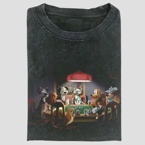 Vintage Funny Cartoon Dogs Playing Poker Tee, Classic Parody Art T-Shirt, Retro Poker Night Dog Characters Shirt, Unisex Menswear Womenswear Top, Comedy Animal Graphic Streetwear
