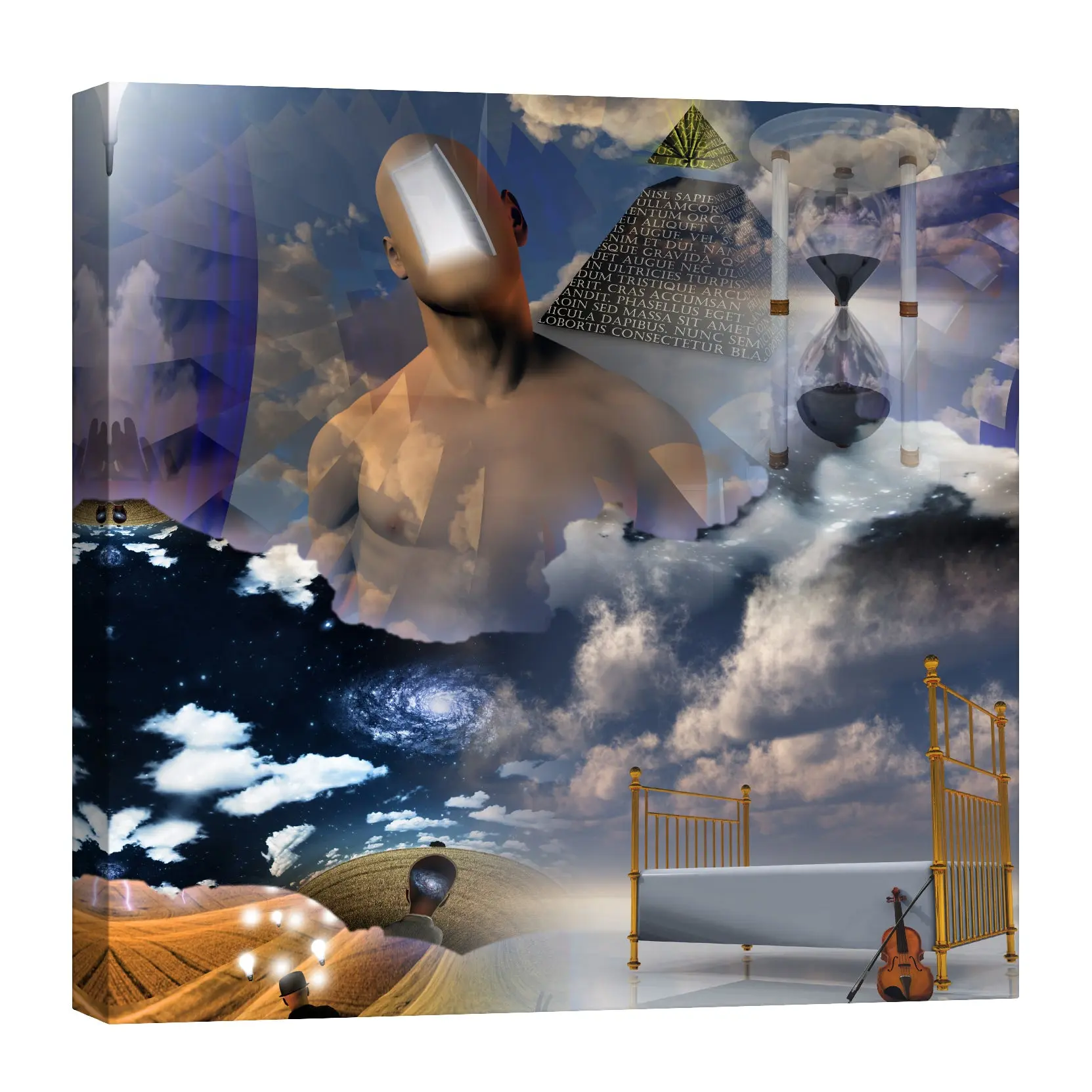 Surreal Dream Room Collage Glow in the Dark Canvas Wall Art Home Office
