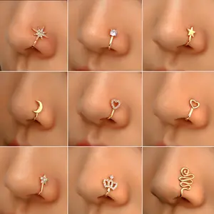 Non-perforated Nose Clip Copper Set Zircon U-shaped Star Love Crown Nose Ring Non-perforated Nose Piercing Ornaments