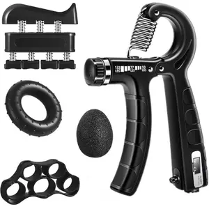 5-Pack Hand Grip Strengthener Workout Kit – Adjustable Resistance Forearm Gripper, Finger Stretcher, Grip Ring & Stress Relief Ball for Athletes