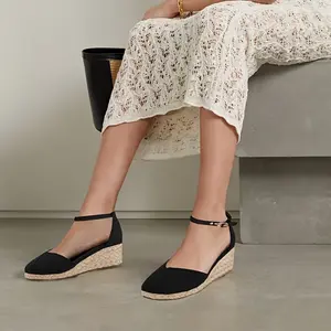 Womens Espadrilles Sandals Closed Toe Platform Ankle Strap Casual Summer Wedges Girl High Heels