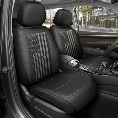 MotorBox American Flag Napa Leather Car Seat Covers for Trucks Cars & SUVs - Patriotic USA Flag Design - Premium Quality & Durability - Easy Installation & Protection Against Spills Stains Dirt & Wear