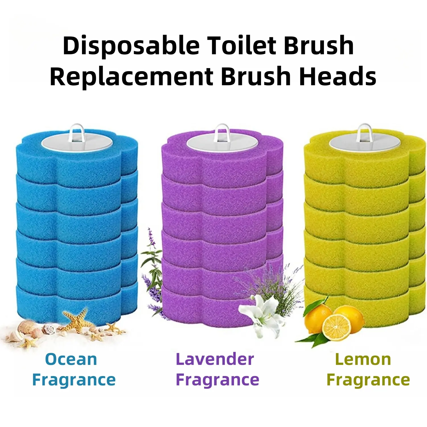 Disposable Toilet Brush Replacement Brush Heads Refills, Disposable Toilet Cleaning Sponge Heads, Toilet Cleaning Brush Heads, Bathroom Cleaning Brush Heads Refills, Cleaning Supplies for Home & College Dorm , Essential Items for Home Cleaner Bathtub