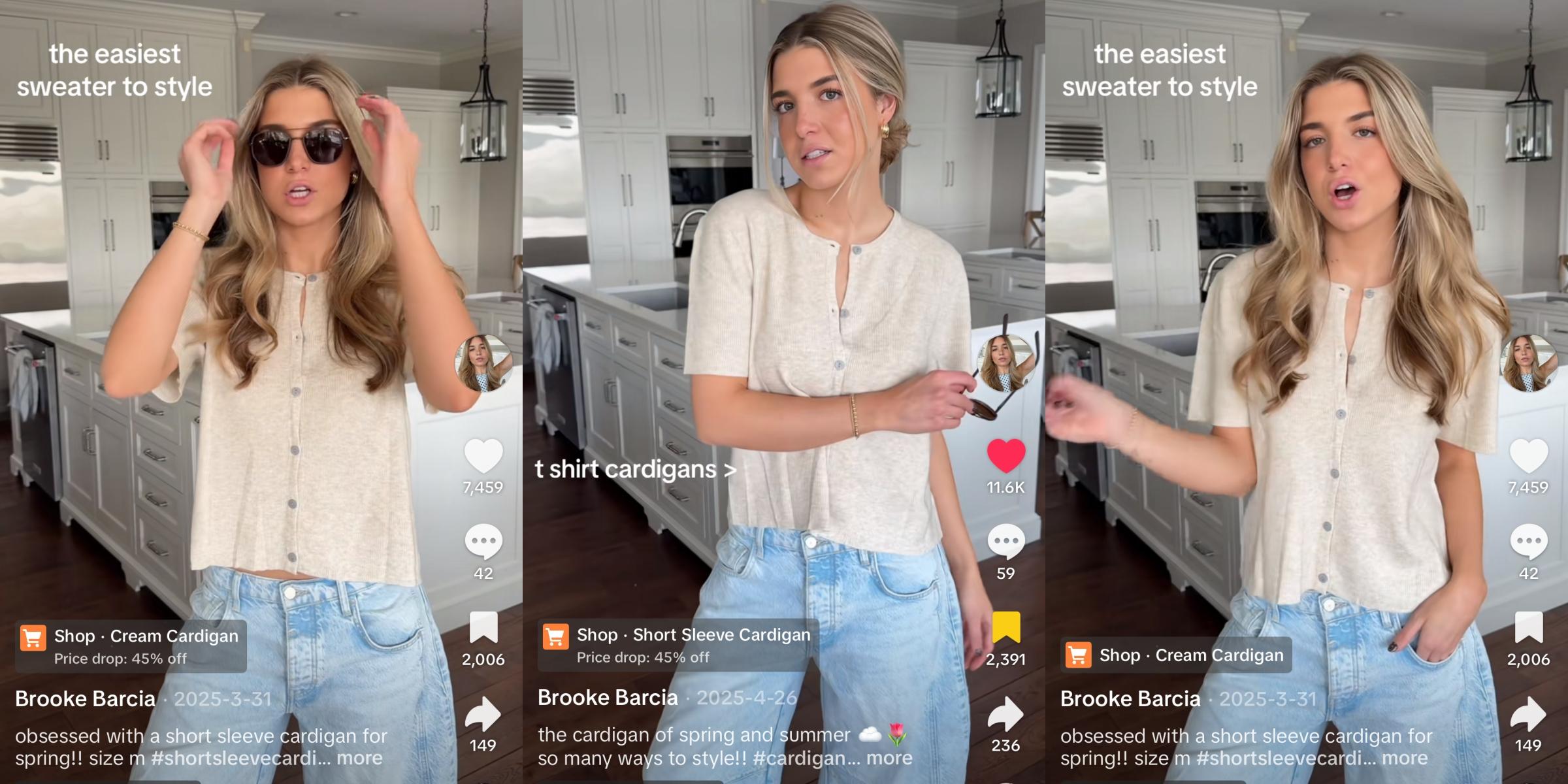 Tanming Women's Short Sleeve Cardigan Sweaters Crew Neck Soft Ribbed Knitting Button Down Tops Lightweight Breathable Summer Layering Cover Up Knitwear Top Flattering Fit for Casual Office Work Travel Springfresh Womenswear #SpringStatements