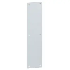 Hager  4 x 16 in. Square Corner Push Plate, No. 052482 Satin Stainless Steel