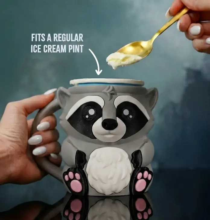 Rocky the Raccoon Ice Cream Pint & Ramen Cup Holder | 3D Printed