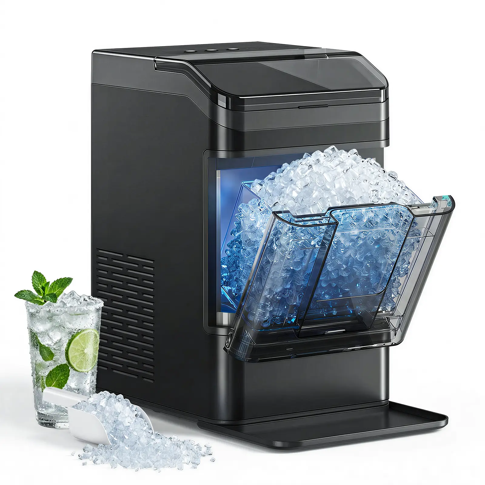 Sonic Nugget Ice Maker Countertop, Pebble Ice Maker with 42 Lbs/24H Ice Output, Soft Chewable Ice, 6-8 Min Fast Ice Making, Self-Cleaning, 1.3L Water Tank, Portable Ice Machine for Home, Kitchen & Office | Back to School