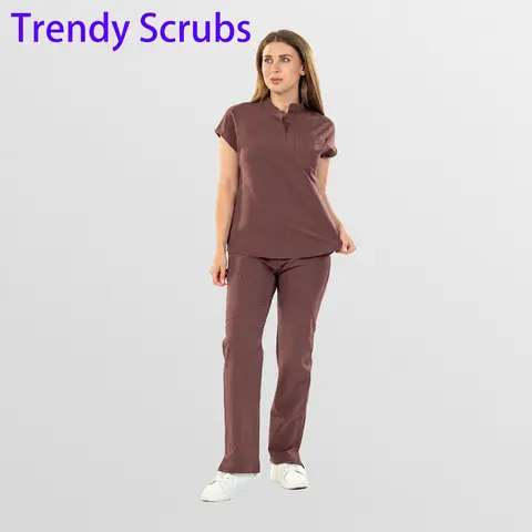 EADFLIE Women's Fitted 2-Piece Scrub Uniforms - Sleeveless Workwear with Straight Leg Pants, Elastic 4-Way Stretch Spandex-Rayon-Polyester Fabric, 9 Pockets for Phone,Pens,Gloves,Badge, Comfortable Breathable Outfit