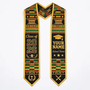 Personalized African American Graduation Stole 2026 Custom Name Kente Grad Sash Authentic African Heritage Graduation Gift