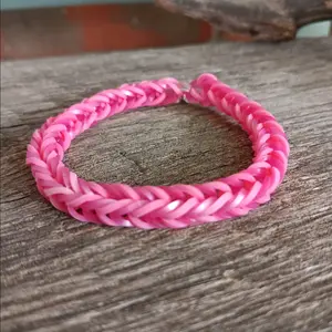 Pink Fishtail Loom Band Bracelet