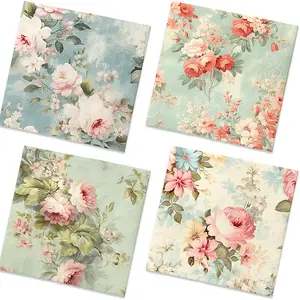 20pcs Bohemian Style Bee Floral Napkins, Watercolor Bee and Daisy Napkins, Ideal for Spring Tea Party, Wedding Decor, Farmhouse Table Setting