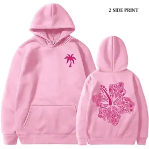 Pink Palm Everything Comes in Waves PRINTED  Hoodie - Unisex, Loose Fit, Cotton-Polyester Blend, Sweatshirt, Tshirt, Gift For Her, Holiday Gift