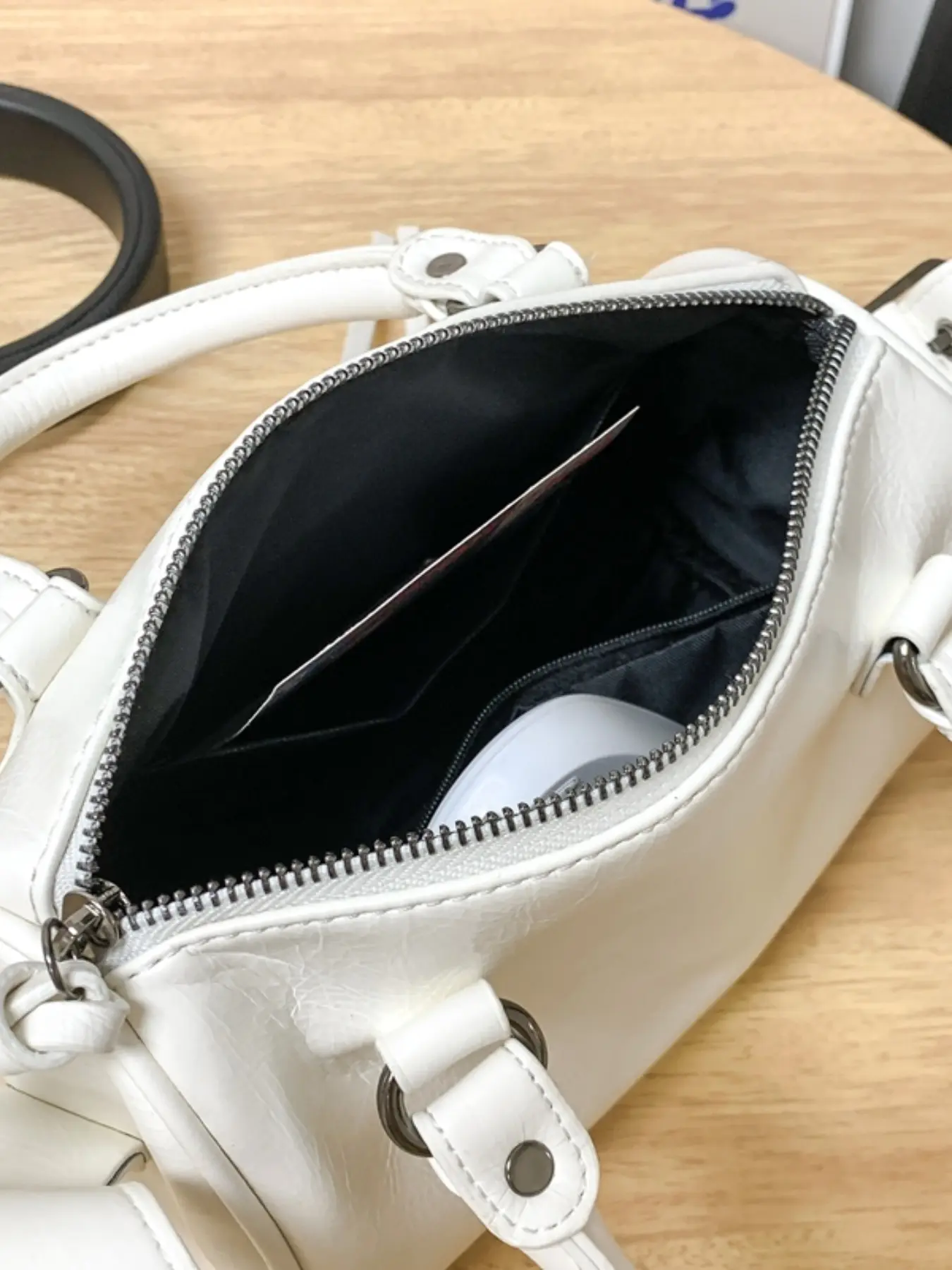 Mini Dark Motorcycle Style Boston Bag for Women, Vintage Chic