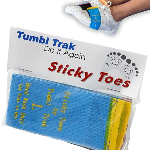 Tumbl Trak Sticky Toes Gymnastics Training Equipment - Unisex One Size Fits All Innovative Training Tool with Elastic Bands, Velcro for Instant Feedback, Footwork Drills, Cheerleaders’ Functional Gear (Shoes or Barefoot Use for New Skills)