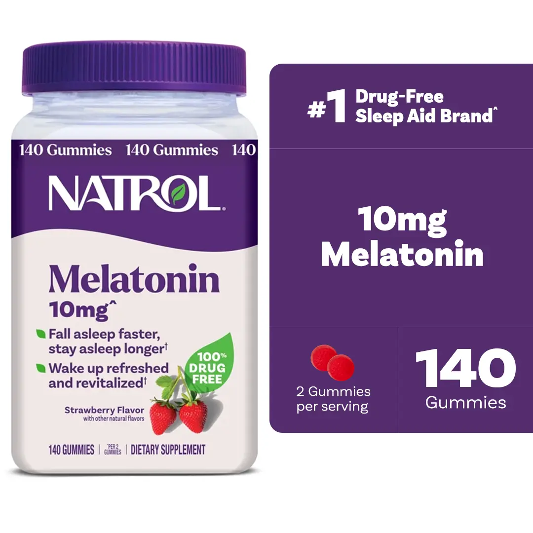 Natrol Melatonin Deep Sleep Gummies Edible Dietary Supplement, 10mg Chewable Daily Supplement, Supports Rapid Onset & Extended Rest Duration, 100% Drug-Free, Gelatin-Free, Natural Flavors, Better Sleep