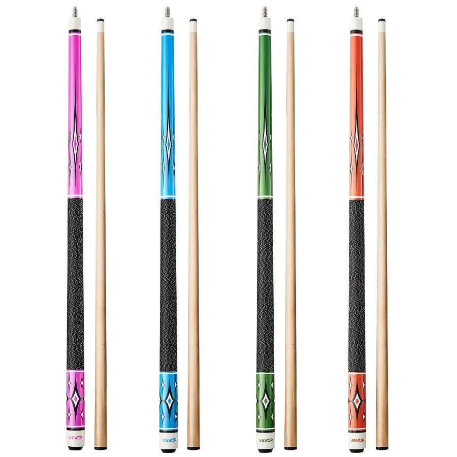 VEVOR Billiards Cue, 4-Piece 58-Inch Canadian Maple Wood Pool Stick with ABS Connection Ring, 18-21 oz for Professional Pool Tables, Home Use (Father's Day Gift Option)