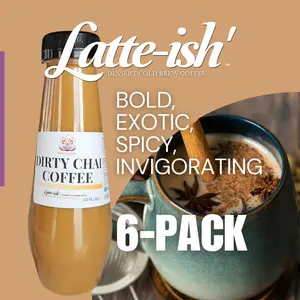 DRIP QUEEN COFFEE Creamy Gluten-Free Latte-Style Dirty Chai Cold Brew Coffee Beverages, 6-Pack (12 fl oz Each) with Milk