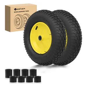 Yesker 4.80/4.00-8" Tires and Wheels Replacement, 16" Pneumatic Air Inflated Tire Wheel with 5/8" Axle Bore for Wheelbarrow, Gorilla Cart, Hand Truck, Utility Cart, 2 Pack fathersdaygift