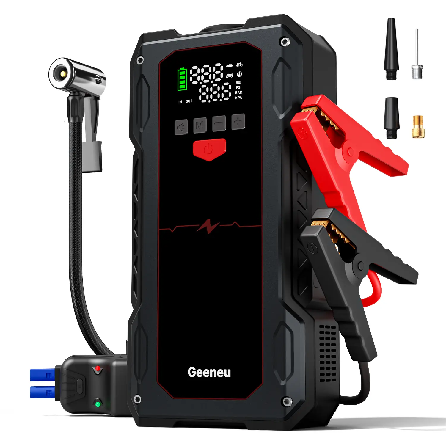 12000mAh Wireless Portable Jump Starter with Air Compressor (150PSI), 12V Car Battery Jump Box for 12L Gas Engines, Safe Clamps, Car Accessories for Tires, Wheels, Sedan Inflatable Needs, Father's Day Gift Car Jack Kit Car Essentials