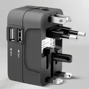 Universal Travel Adapter, Multipurpose 4-in-1 Plug Adapter with USB-A, Foldable Plug Conversion Socket for Europe, EU, UK & Australia