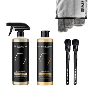 BLACKLINE Leather Care Kit – Gentle Cleaner, Leather Rehydrate, Microfiber Towels, Brush & Optional Detailing Brush for Deep Cleaning & Conditioning Leathercarekit Detailingbrush
