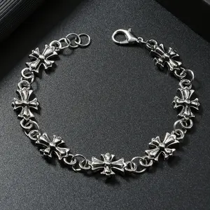 Gothic Cross Men's Alloy Bracelet Vintage High-Quality Street Dark Style Bracelet