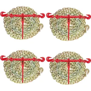 VEVOR 9215LBS 3/8 - 1/2 Ratchet Binders 9, 215 LBS Secure Working Load, G70 Hooks and Adjustable Length, for Grade 70 - 80 Chains, Tie Down, Hauling, Towing, 2 - Pack, RedVEVOR Super Brand Day