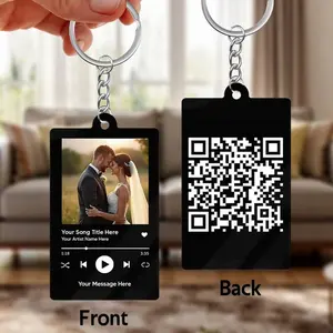 Personalized Song QR Code Acrylic Keychain, Custom Photo Music Keychain with Song, Scan to Play Keepsake, Anniversary Valentine Gift