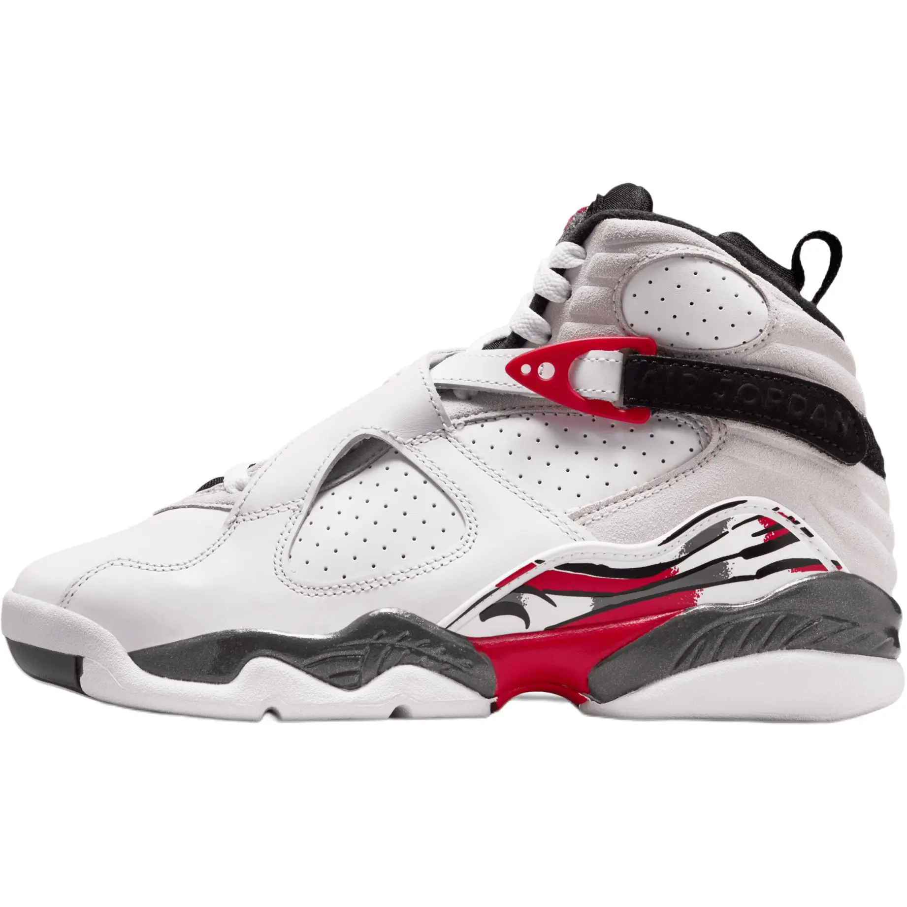 NIKE Youth/Women's Air Jordan 8 Retro 'Bugs Bunny' 2025 Basketball Sneakers - Round Toe, Premium Leather, White-Red, Cushioned Midsole, Playful Bunny Motif, Casual Wear, Sizes 1-10, Leather Upper, Cushioned Sole, No, Casual/Basketball, True Fit, Retro Loo