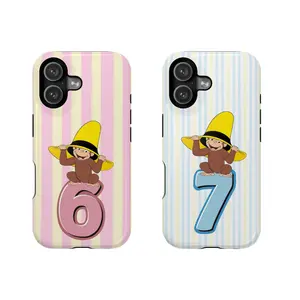 Matching Curious George Number 6 & 7 Phone Cases for Best Friends |   iPhone Samsung Retro PBS Kids Gift |   Cover for IPhone 17 16 15 14 13 12 Max Pro Samsung galaxy 22 23 24 25 26