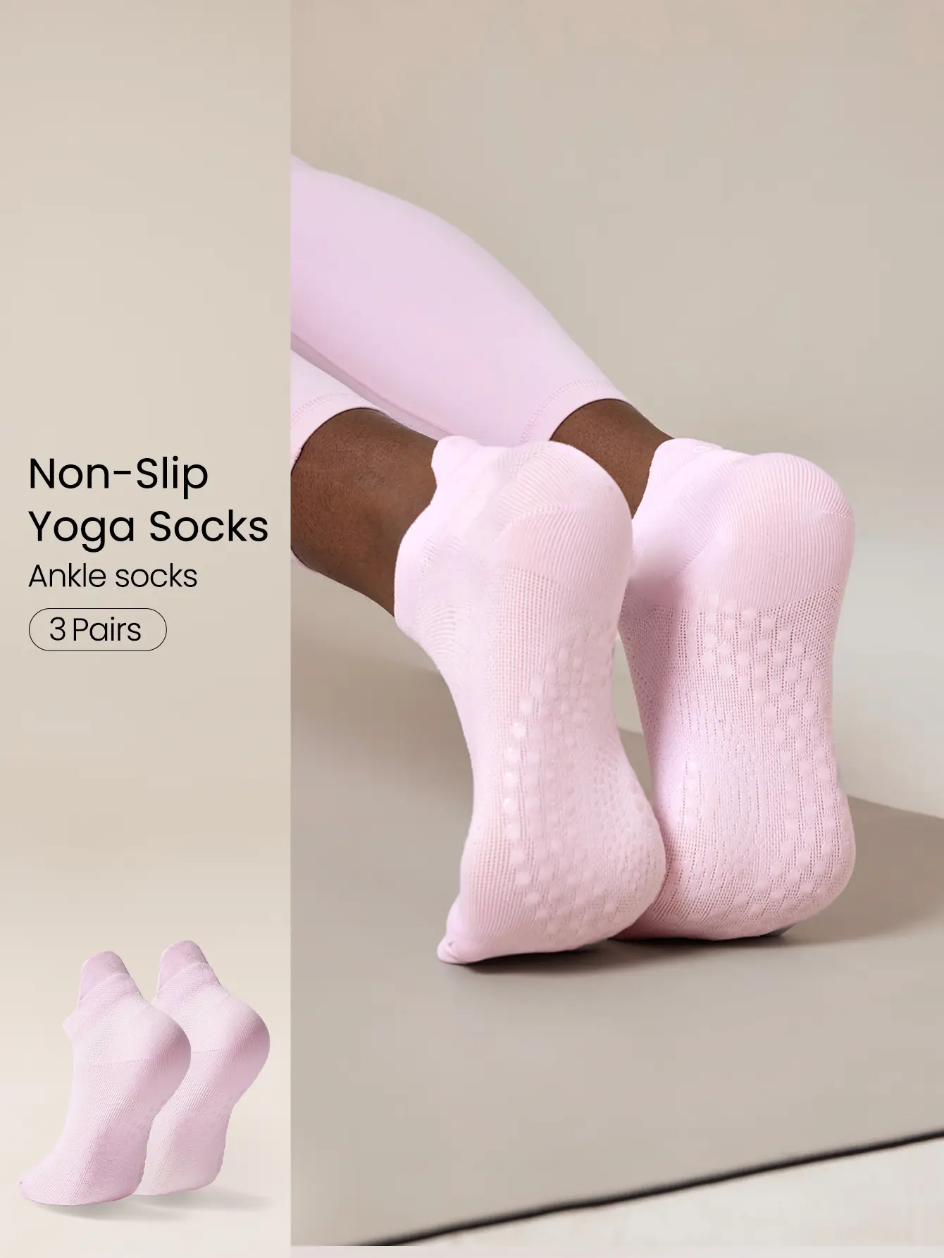 GLOWMODE 3 Pairs Socks Walk A Mile Soft Ventilated Mesh Grip Studio Workout Daily GLOWMODE 3 Pairs Socks Walk A Mile Soft Ventilated Mesh Grip Studio Workout Daily
